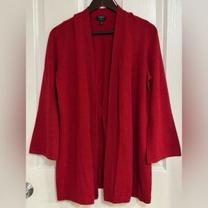 Talbots Pure Merino Wool Red Open Front Cardigan Sweater Women’s 1X Petite